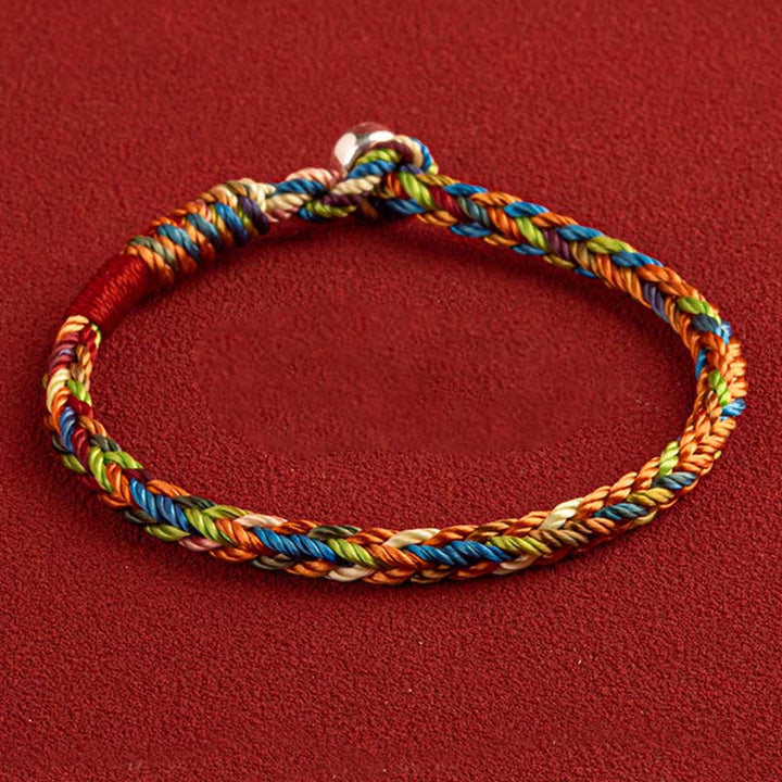 Buddha Stones "May you be healthy and happy" Lucky Multicolored Bracelet - 19cm - 925 Silver Buckle - image 0
