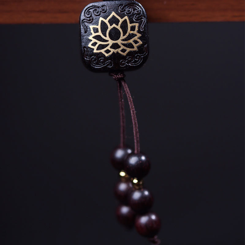 Buddha Stones 108 Mala Beads Tibetan Small Leaf Red Sandalwood Lotus Balance Bracelet - image 8