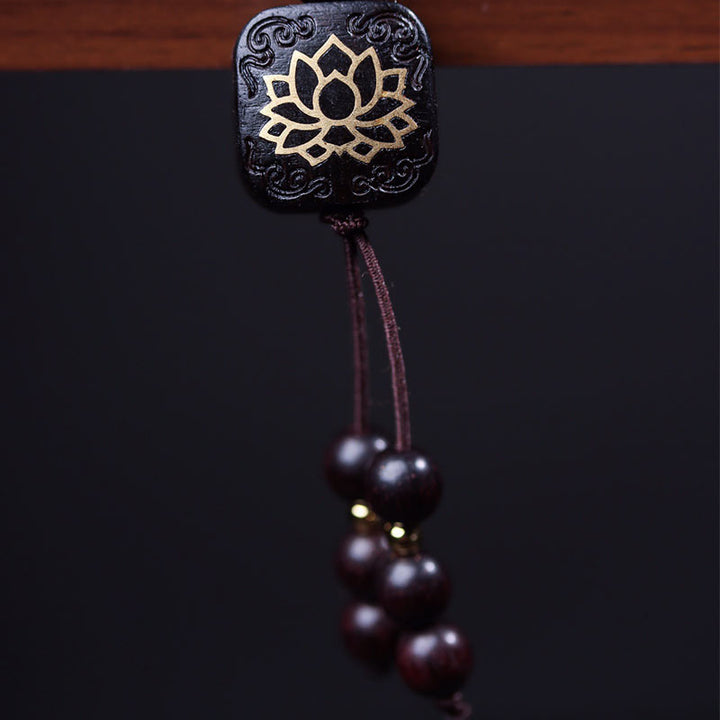 Buddha Stones 108 Mala Beads Tibetan Small Leaf Red Sandalwood Lotus Balance Bracelet - image 8
