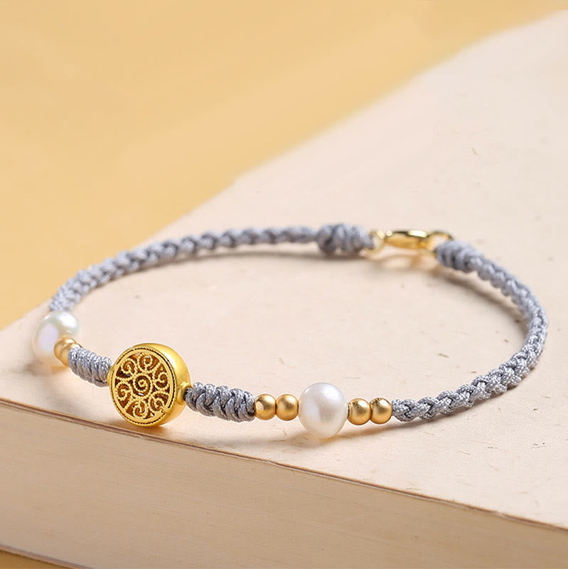 Buddha Stones Copper Coin Fortune Tree Pearl Luck Blue Rope Braided Bracelet - image 21