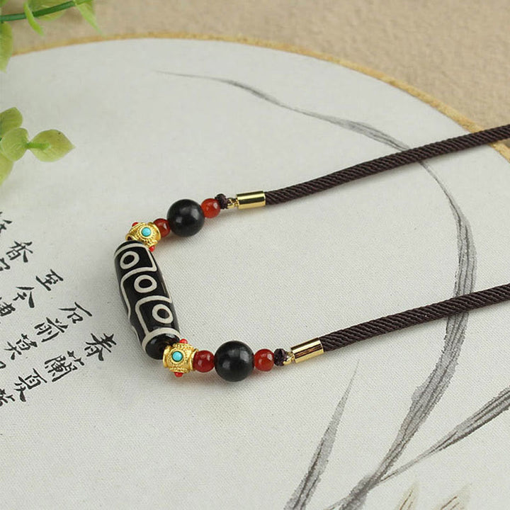 Buddha Stones Tibetan Nine-Eye Dzi Bead Protection Blessings String Necklace Pendant - image 7