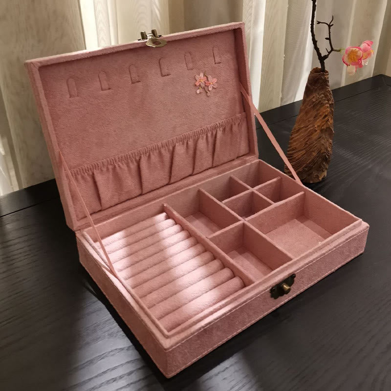 Buddha Stones Flowers Dragonfly Jewelry Box Organizer Single Layer Jewelry Storage Box Flannel Box - image 12