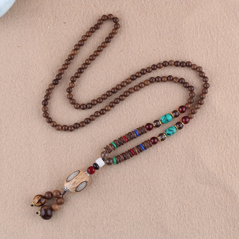 Buddha Stones Tibetan Wenge Wood Bodhi Seed Agate Elephant Protection Necklace Pendant - Wenge Wood&Bodhi Seed - image 13