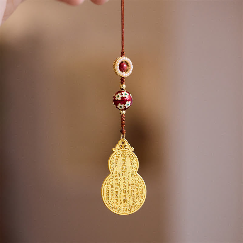 Buddha Stones Wu Lou Gourd Fu Character Tai Sui Amulet Fortune Phone Hanging Decoration Key Chain - Gourd Cinnabar White Phone Hanging Decoration - image 4