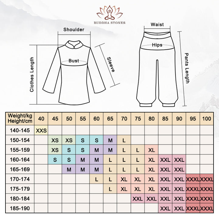 Buddha Stones Simple Pattern Meditation Prayer Spiritual Zen Tai Chi Qigong Practice Unisex Clothing Set - image 9