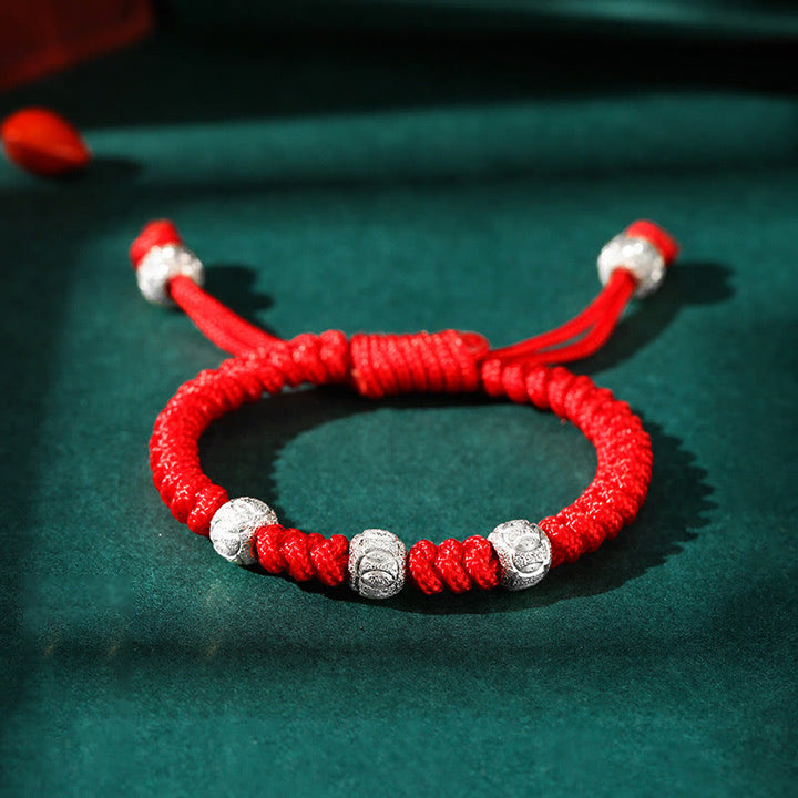 Buddha Stones 925 Sterling Silver King Kong Knot Multicolored Red String Strength Handmade Braided Kids Child Bracelet - Red Rope(Bracelet Size 12+4cm) - image 6