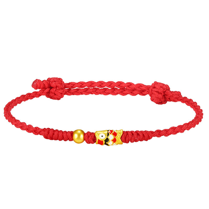 Buddha Stones 999 Gold Luck Koi Fish Handcrafted Braided String Bracelet - image 10