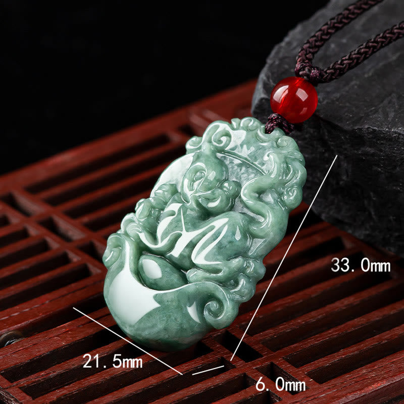 Buddha Stones Natural Jade 12 Chinese Zodiac Prosperity Necklace Pendant - image 13