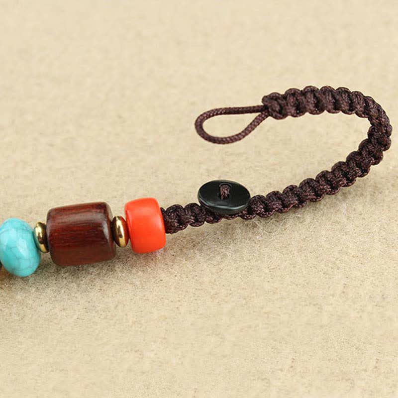 Tibet Ebony Five God of Wealth Thangka Key Chain - image 14
