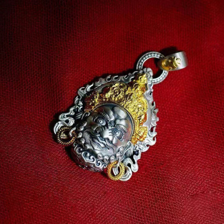 Buddha Stones Yellow God of Wealth Amulet Copper Luck Necklace Pendant - image 4