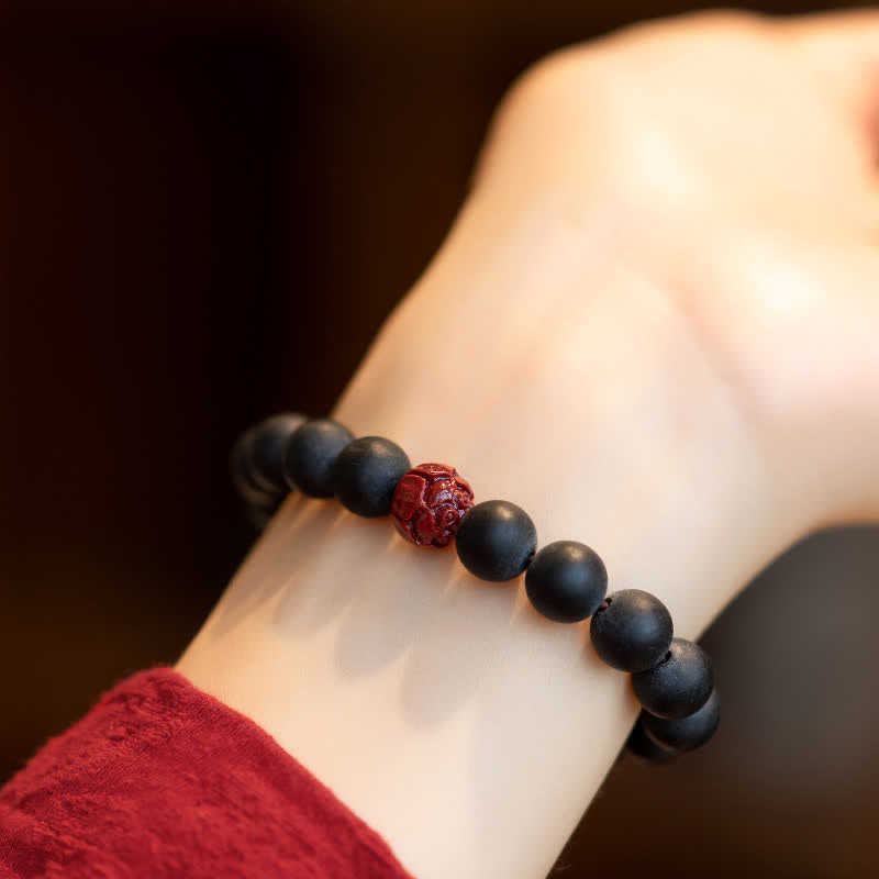 Buddha Stones Tibetan Cypress Cinnabar Lotus Healing Bracelet - image 4