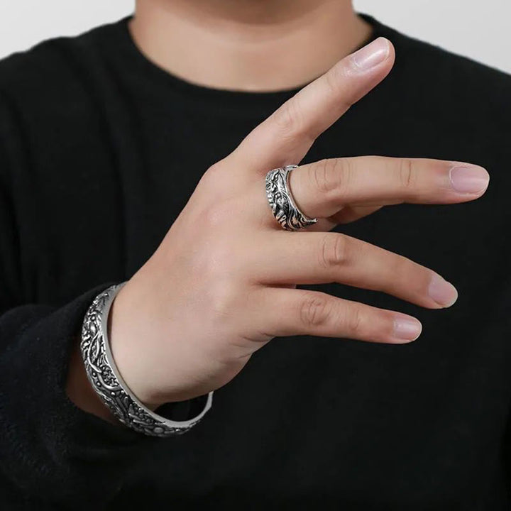 Buddha Stones Guan Gong Auspicious Clouds Amulet Wealth Ring - image 3