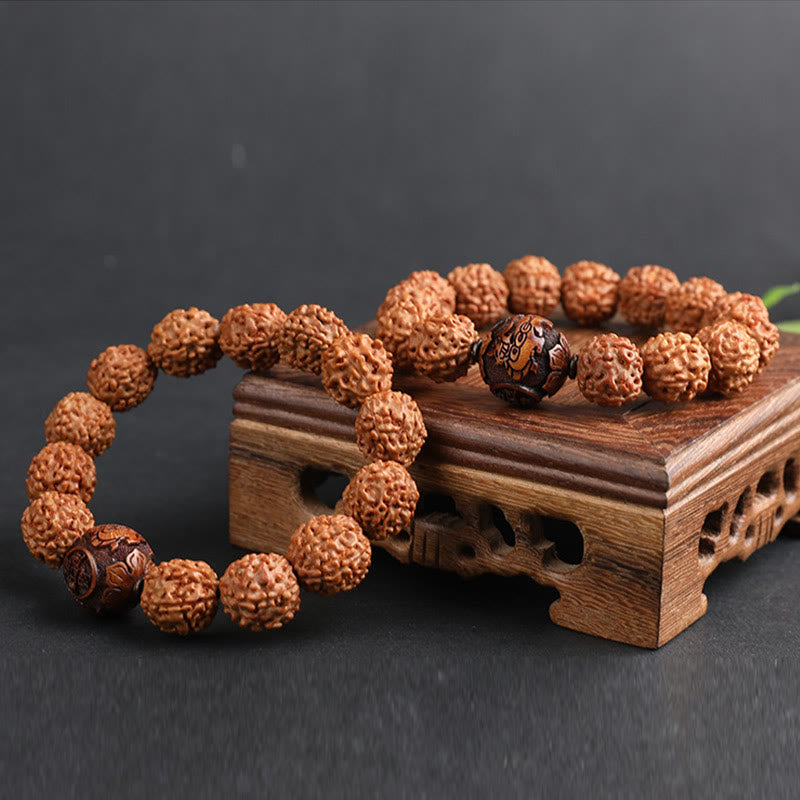 Buddha Stones Tibet Rudraksha Bodhi Seed PiXiu Copper Coin Wealth Luck Bracelet - image 8