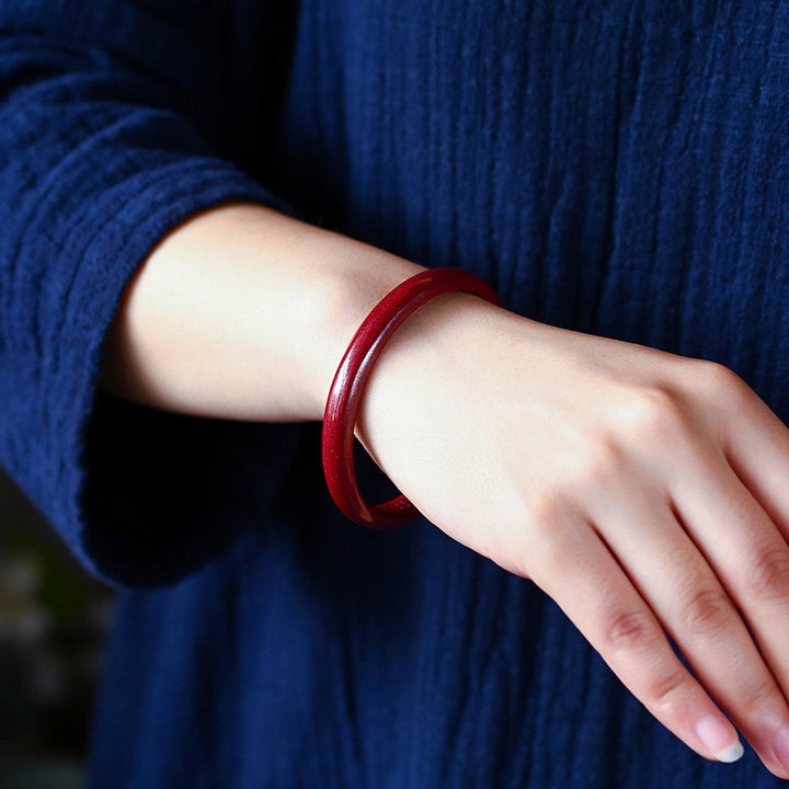 Buddha Stones Cinnabar Heart Sutra Engraving Blessing Bangle Bracelet - image 2