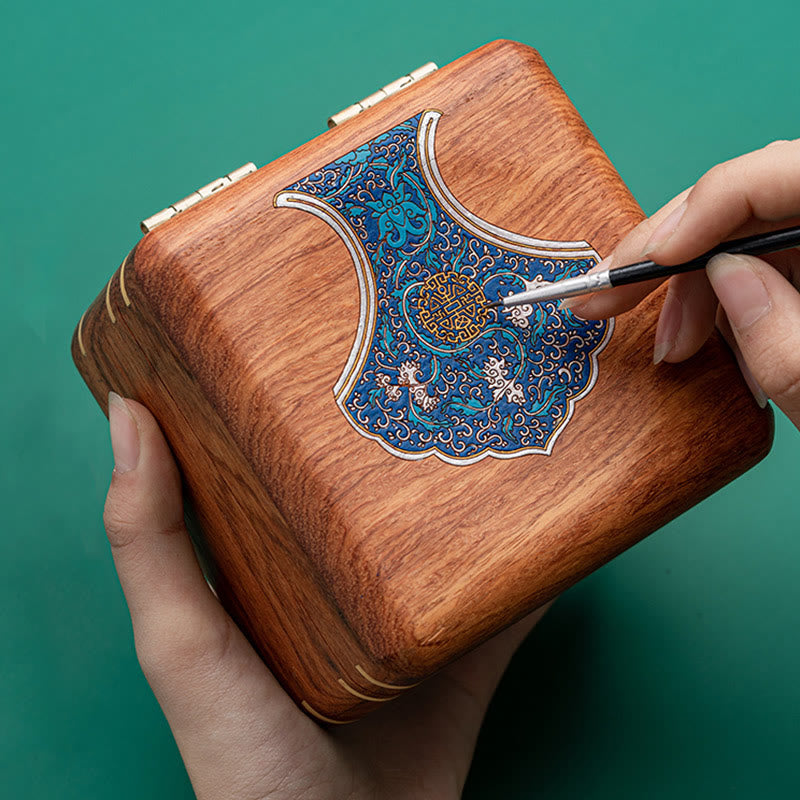 Antique Flower Leaf Handmade Rosewood Jewelry Storage Box Wooden Gift Organizer Box - image 3
