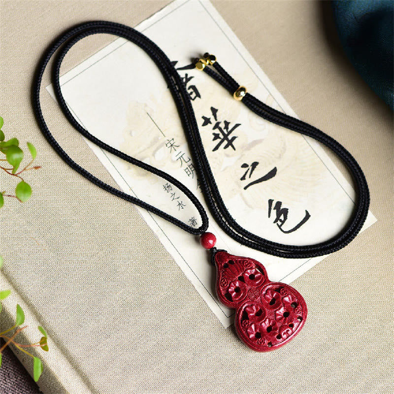 Buddha Stones Laughing Buddha Yin Yang Chinese Zodiac Gourd Natural Cinnabar Blessing Necklace Pendant - image 24