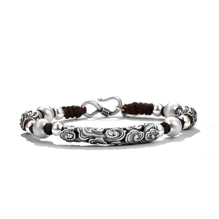 Buddha Stones Tibet Handmade Copper 999 Sterling Silver Auspicious Cloud Wealth String Bracelet - image 9