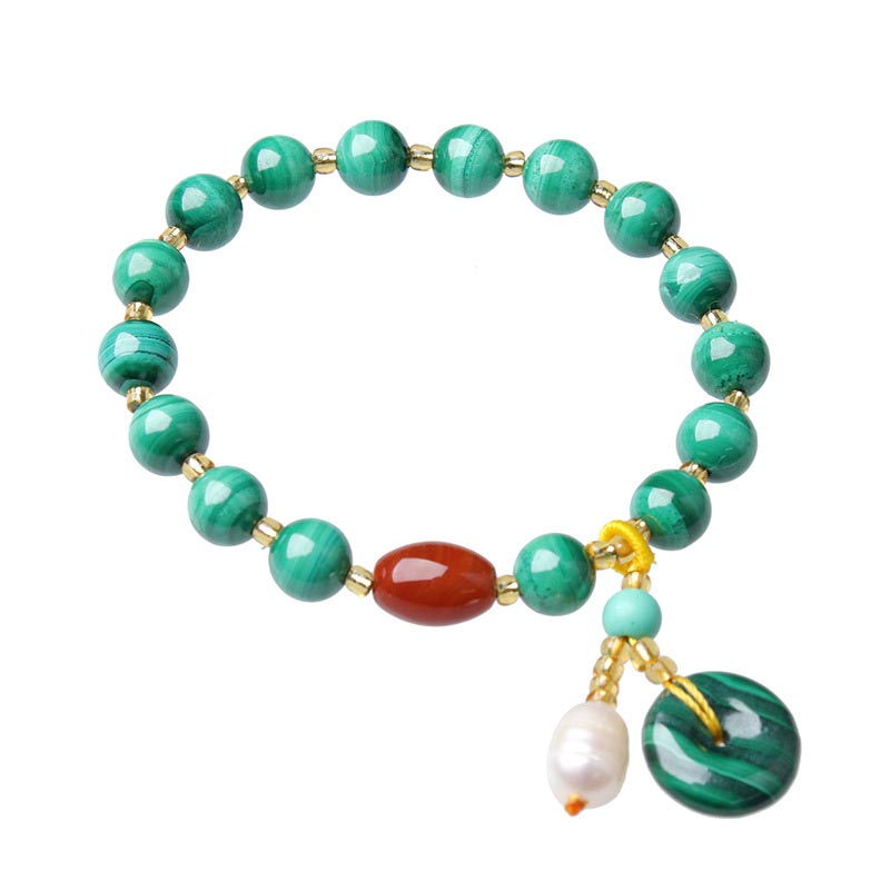 Natural Malachite Red Agate Bead Protection Charm Bracelet - image 5