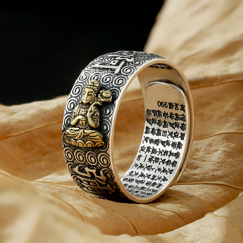 Buddha Stones Chinese Zodiac Natal Buddha Wealth Luck Adjustable Ring - image 0