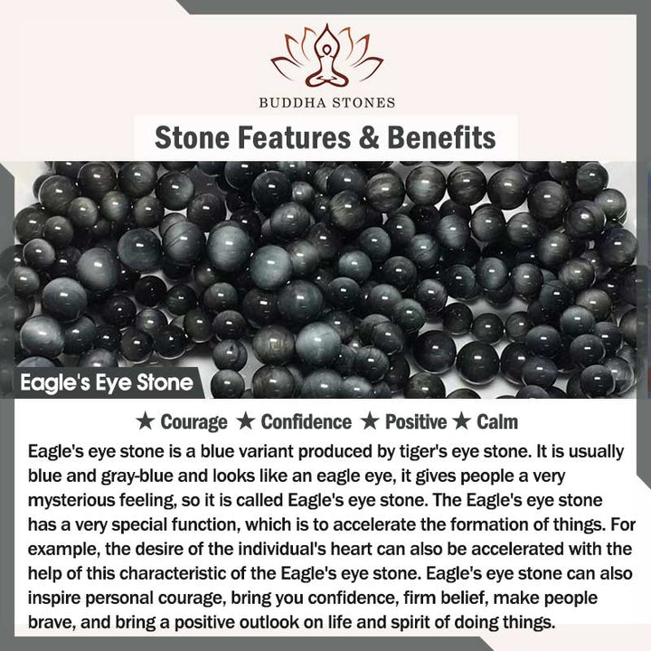 Buddha Stones Eagle's Eye Stone Ebony Wood Copper Confidence Couple Bracelet - image 13