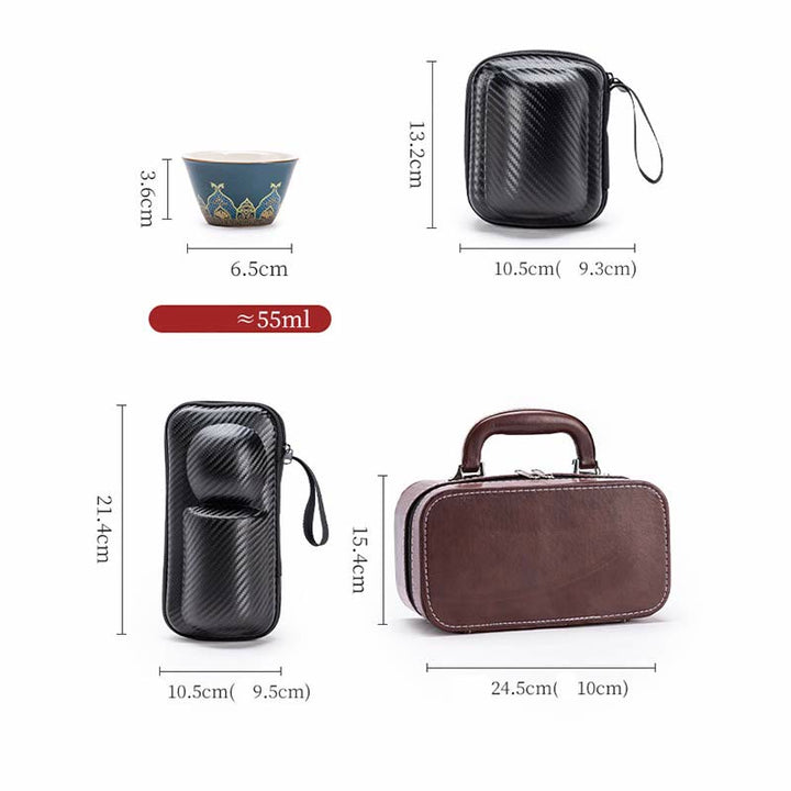 Buddha Stones Flower Chinese Gongfu Ceramic Teapot Portable Outdoor Travel Tea Set Bag - image 19