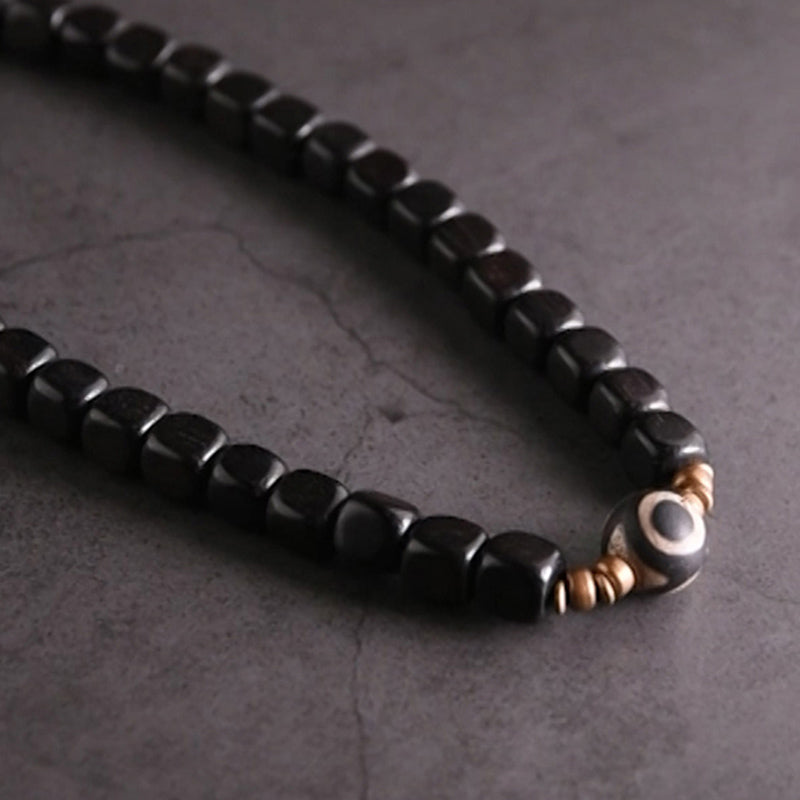 Buddha Stones Ebony Wood Dzi Bead Copper Peace Couple Bracelet - image 13