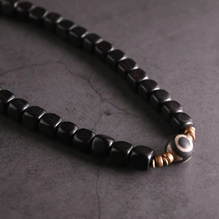 Buddha Stones Ebony Wood Dzi Bead Copper Peace Couple Bracelet - image 13