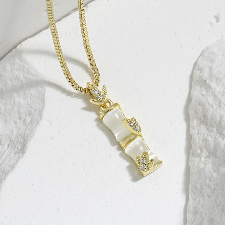 Buddha Stones Chalcedony Bamboo Pattern Harmony Necklace Pendant - image 3