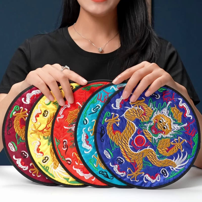 Buddha Stones Dragon Embroidery Cup Mat Pad Tea Cup Coaster Kung Fu Tea Mat - image 19