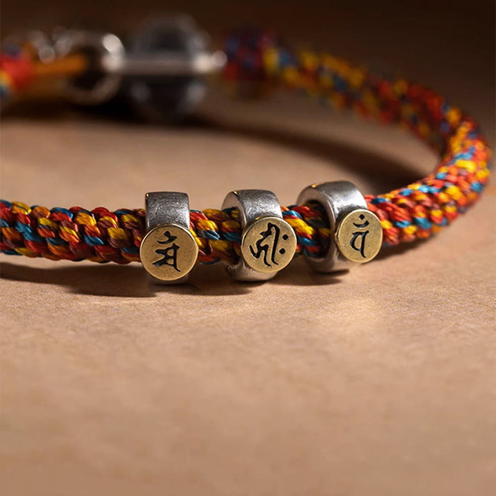 Buddha Stones Handmade Tibetan 925 Sterling Silver Chinese Zodiac Natal Buddha Zakiram Goddess of Wealth Protection Multicolored Rope Braided Bracelet - image 18