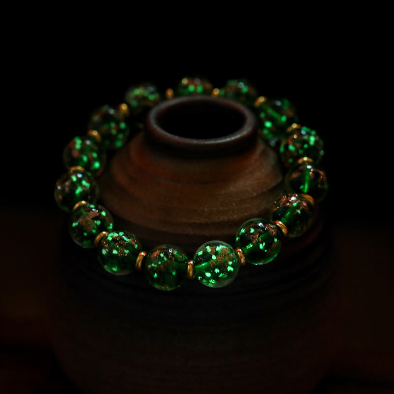 Buddha Stones Gold Swallowing Beast Family Charm Luminous Fluorescent Liuli Glass Bead Success Bracelet - image 14