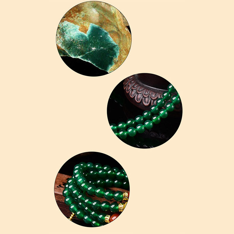 Buddha Stones 108 Beads Natural Green Agate Success Bracelet Mala - image 7