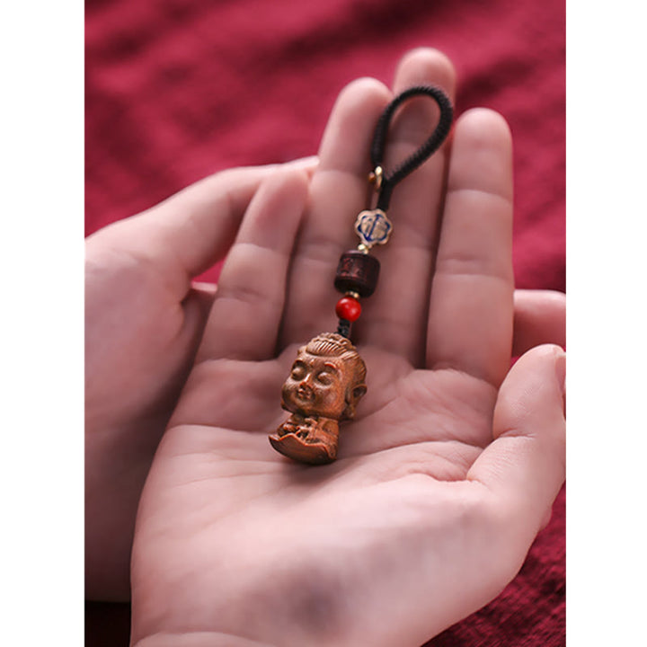 Chinese Zodiac Natal Buddha Green Sandalwood Om Mani Padme Hum Peace Key Chain - image 8