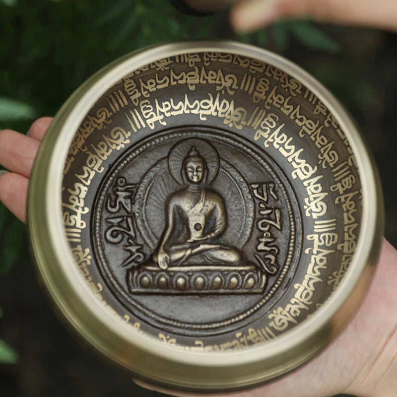 Buddha Stones Tibetan Sound Bowl Handcrafted for Focus and Meditation Peaceful Happiness Singing Bowl Set - image 2