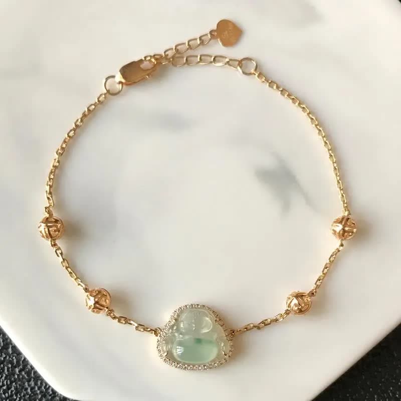 Buddha Stones Laughing Buddha Jade Abundance Chain Bracelet - Jade - image 0