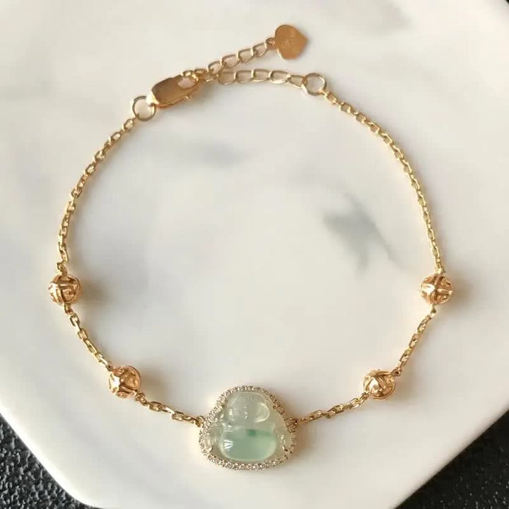 Buddha Stones Laughing Buddha Jade Abundance Chain Bracelet - Jade - image 0