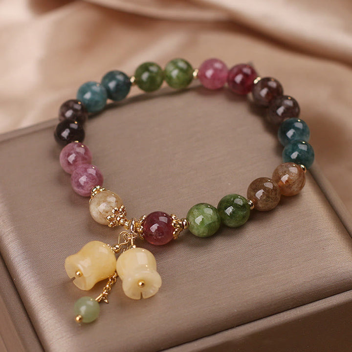 Buddha Stones Natural Colorful Tourmaline Flower Bead Love Bracelet - image 2