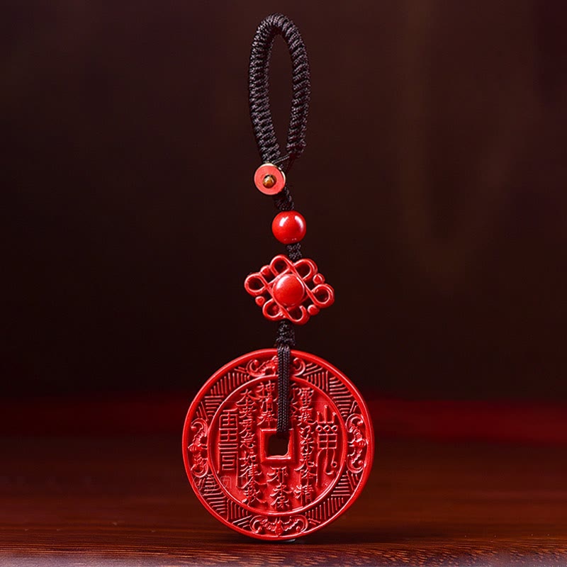 Buddha Stones Natural Cinnabar Mountain Ghosts Spend Money Bagua Blessing Necklace Pendant Key Chain - image 7