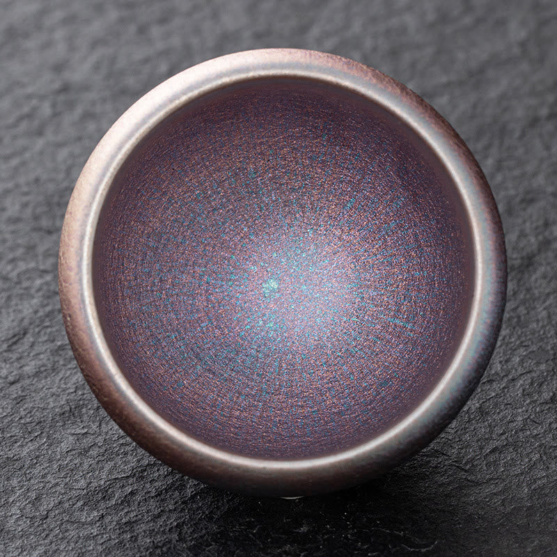 Buddha Stones Vintage Purple Rainbow Chinese Jianzhan Kiln Change Porcelain Teacup Kung Fu Tea Cup - 9cm*6cm*140ml - image 0