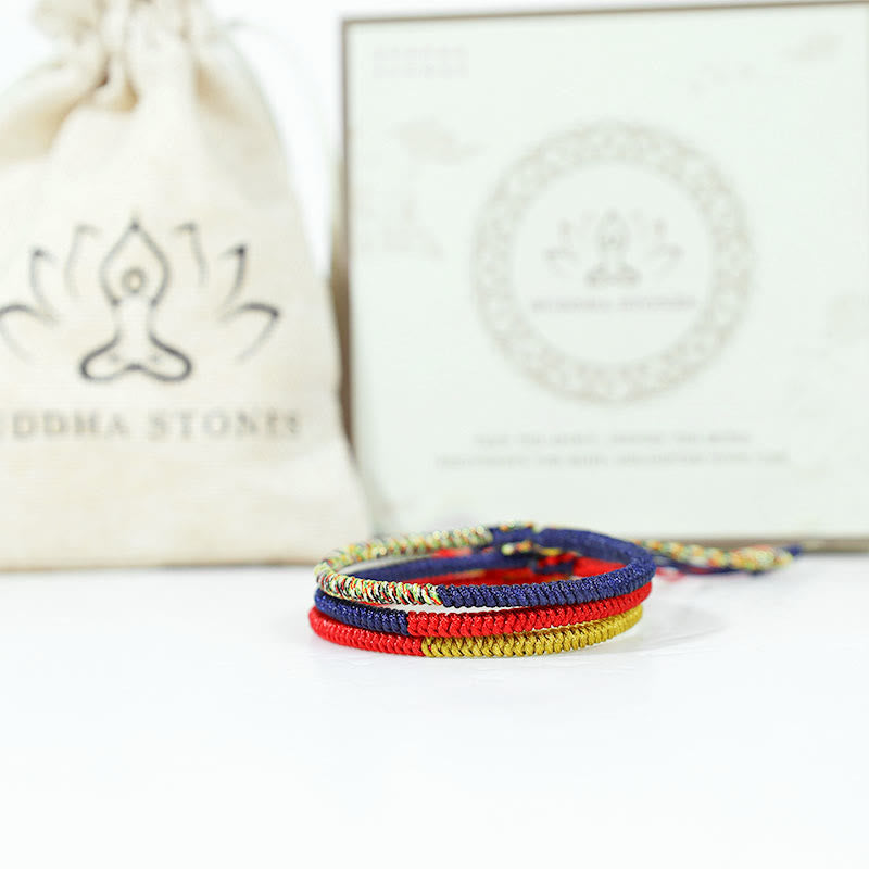 Buddha Stones Tibet Handmade Multicolor King Kong Knot Faith Protection Braided Two-Color String Bracelet - image 4