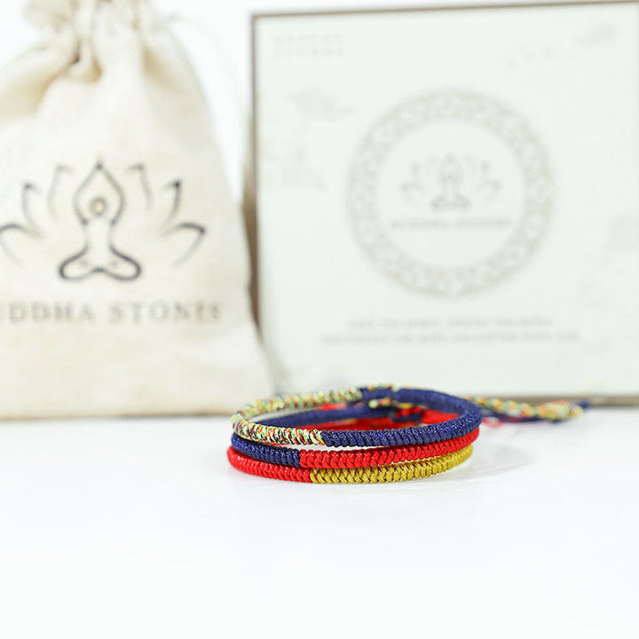 Buddha Stones Tibet Handmade Multicolor King Kong Knot Faith Protection Braided Two-Color String Bracelet - image 4
