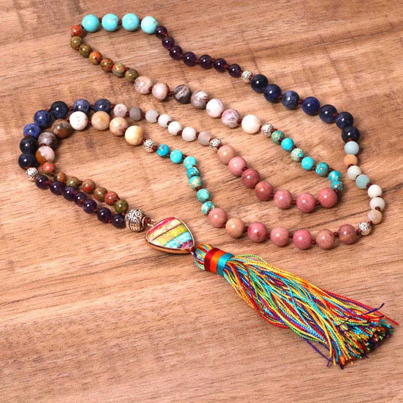 Tibetan Turquoise Lazurite Zebra Jasper Balance Necklace - image 4
