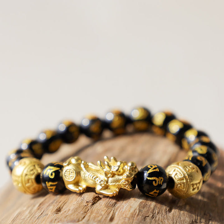 Buddha Stones FengShui PiXiu Obsidian Wealth Bracelet - image 2