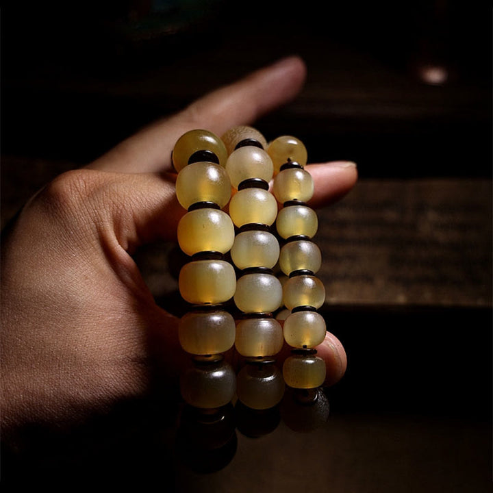 Buddha Stones Handmade Tibetan Sheep Horn Om Mani Padme Hum Auspiciousness Bracelet - image 12