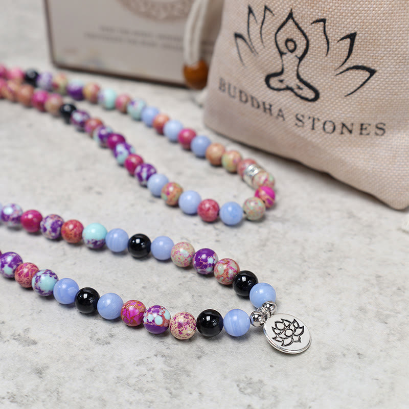 Buddha Stones Natural Purple Miano Real Stone Lotus Mala - image 7