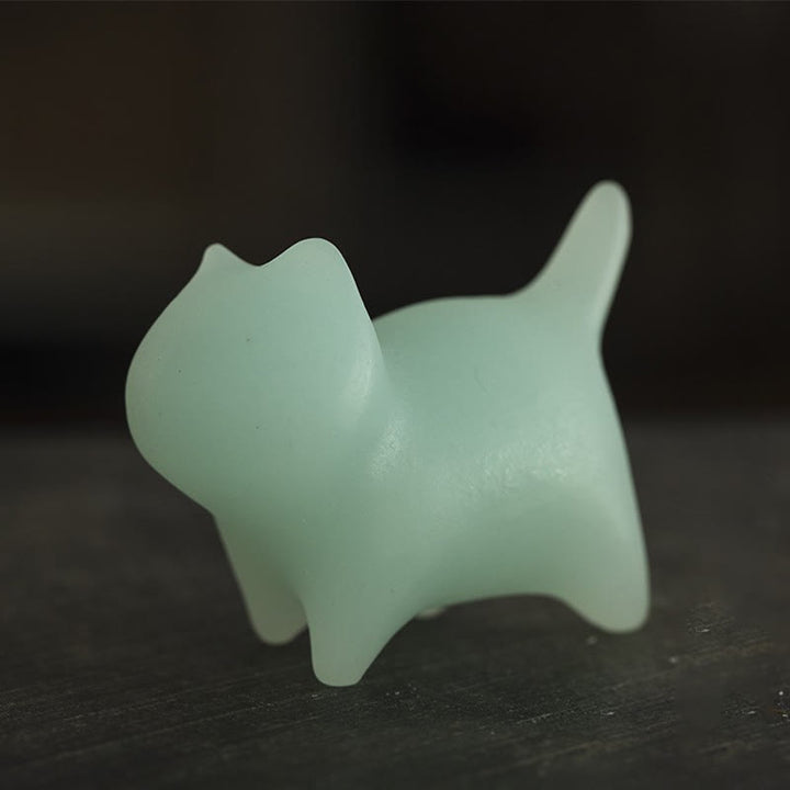 Buddha Stones 2Pcs Mini Cute Cat Glowstone Luminous Lucky Cat Energy Decoration - image 3