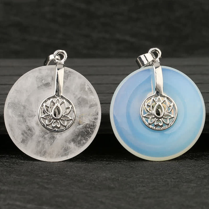 Buddha Stones Various Crystal Amethyst Pink Crystal Lotus Healing Necklace Pendant - image 22