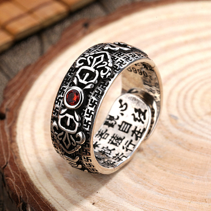 Buddha Stones Genstone PiXiu Feng Shui Frog Vajra Dorje Heart Sutra Wealth Adjustable Ring - Vajra 9mm - image 10
