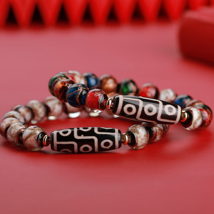 Buddha Stones Tibetan Nine-Eye Dzi Bead Three-eyed Dzi Bead Liuli Glass Bead Wealth Bracelet - image 9