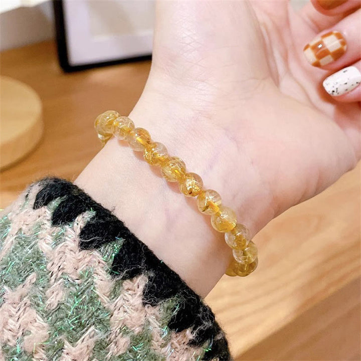 Buddha Stones Natural Gold Rutilated Quartz Sun Stone Kyanite Wealth Bracelet - image 2